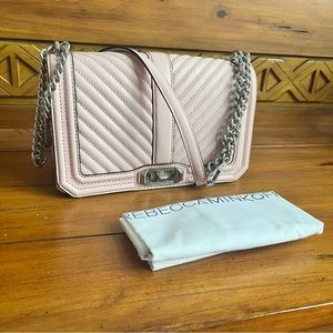 NWOT Rebecca Minkoff chevron love Pink chain purse 💞